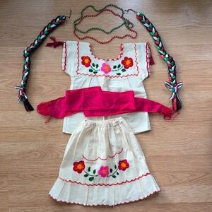 Floral Embroidered Mexican-styled Kids Costume Set